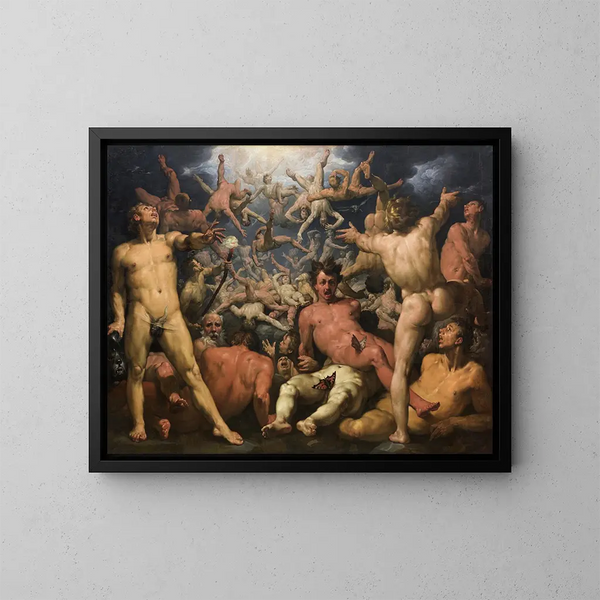 Die Fall der Titanen - Cornelis Cornelisz van Haarlem — gerahmtes Bild an der Wand