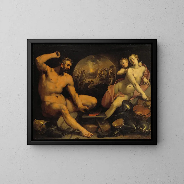 Venus und Vulkan - Cornelis Cornelisz van Haarlem — gerahmtes Bild an der Wand
