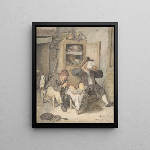 Küchenszene - Cornelis Dusart — gerahmtes Bild an der Wand