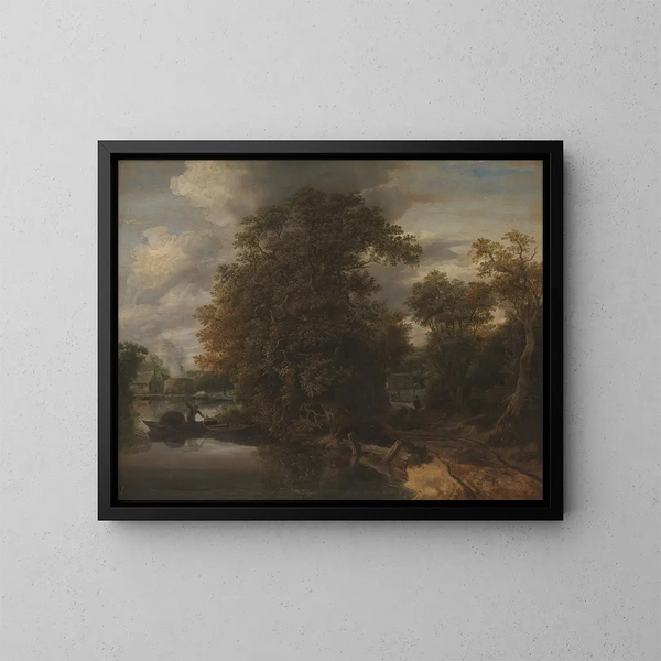 Landschaft am Flussufer mit einem Kalkofen im Hintergrund - Cornelis Gerritsz Decker — gerahmtes Bild an der Wand