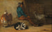 Ein Bauer, der sich mit einem Hund und Ziegen in der Nähe ausruht - Cornelis Saftleven — Ansicht des Kunstwerks