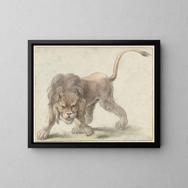 Löwe - Cornelis Saftleven — gerahmtes Bild an der Wand