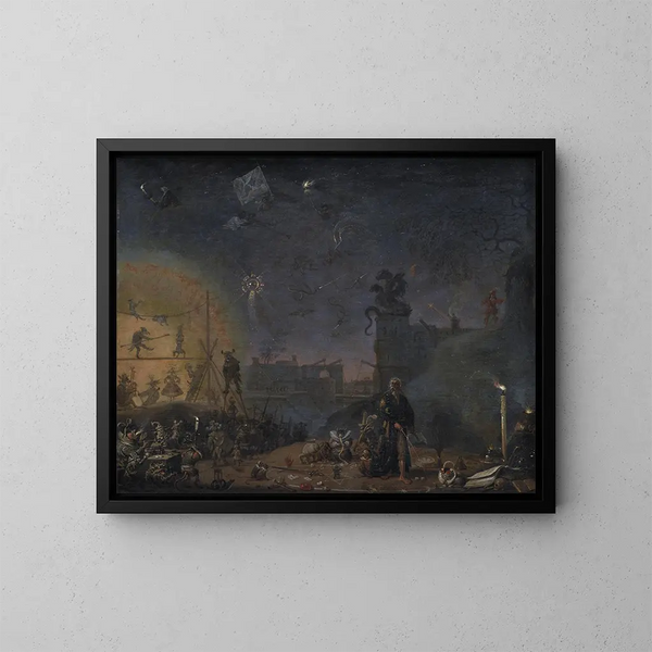 Die Vision des Sonntagskindes - Cornelis Saftleven — gerahmtes Bild an der Wand