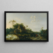 Landschaftsgemälde mit Figuren, die an einem Cottage und einem Teich vorbeigehen - Cornelis Snellinck — gerahmtes Bild an der Wand