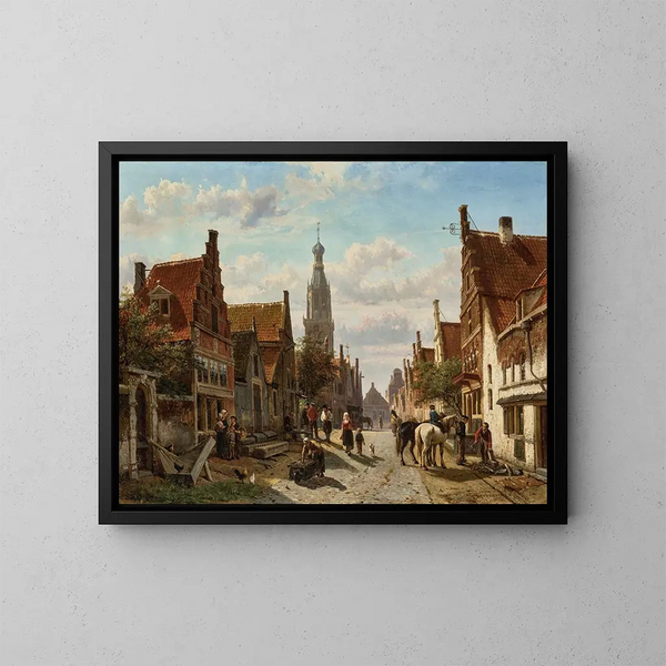 Die Straße Vijzel in Enkhuizen - Cornelis Springer — gerahmtes Bild an der Wand