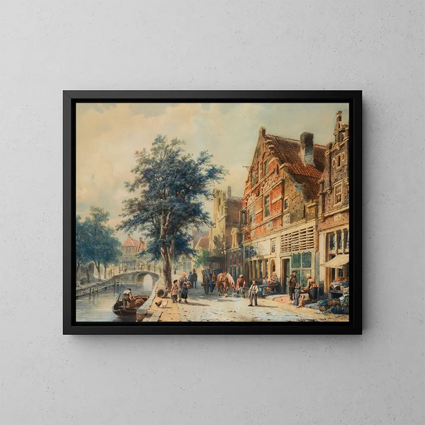 Le Havendijk d'Enkhuizen en été - Cornelis Springer — gerahmtes Bild an der Wand