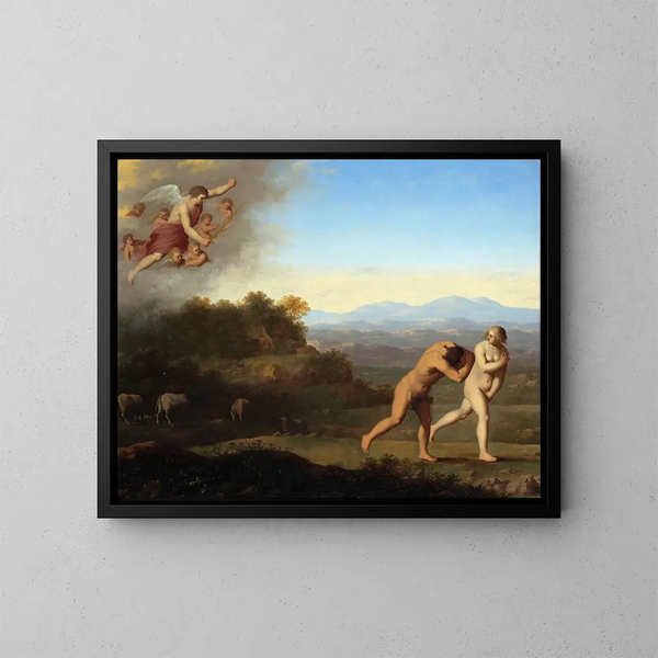 L Expulsion du paradis - Cornelis van Poelenburch — gerahmtes Bild an der Wand