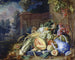Stillleben mit Gemüse und Früchten vor einem Gartengeländer - Cornelis de Heem — Ansicht des Kunstwerks