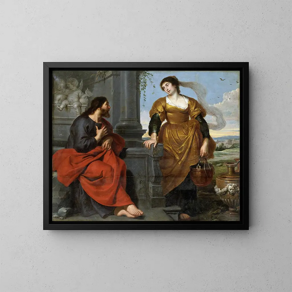 Der Christus und die Samariterin - Cornelis de Vos — gerahmtes Bild an der Wand