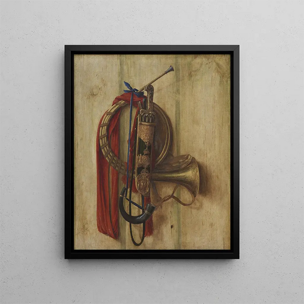 Trompe-l'œil mit Christian gegen Ausrüstung für das Gehen - Cornelius Norbertus Gijsbrechts — gerahmtes Bild an der Wand