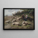 Paar von Hirten mit Herde in einer Weidelandschaft - Cornelius van Leemputten — gerahmtes Bild an der Wand