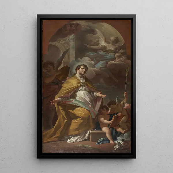 Bischof im Gebet - Corrado Giaquinto — gerahmtes Bild an der Wand