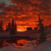 Schneebedeckter Sonnenuntergang - Ivan Fedorovich Choultse — in einem Innenraum präsentiert