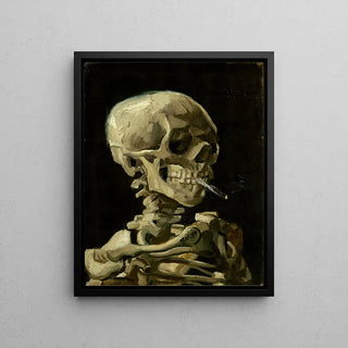 Skelettschädel, der eine Zigarette raucht - Vincent Van Gogh | Kunstdruck Wanddekoration Gemälde Poster Kopie