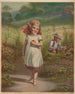 Kleinbild Gemälde Mädchen und Junge beim Früchte- und Blumenpflücken - Crosby — Ansicht des Kunstwerks