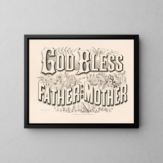Gott segne Vater und Mutter - Currier & Ives — gerahmtes Bild an der Wand