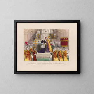 Imposition der Kardinalbarette bei Seine Eminenz Erzbischof McCloskey von New York - Currier & Ives — gerahmtes Bild an der Wand