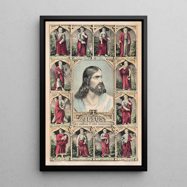 Jesus und die zwölf Apostel - Currier & Ives — gerahmtes Bild an der Wand