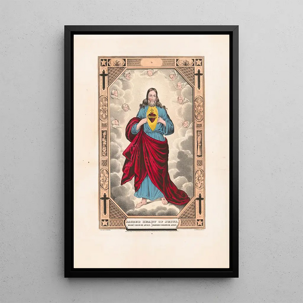 Heiliges Herz Jesu - Currier & Ives — gerahmtes Bild an der Wand