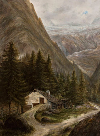 Cyprian Lachnicki - Mountain landscape with a cottage.webp