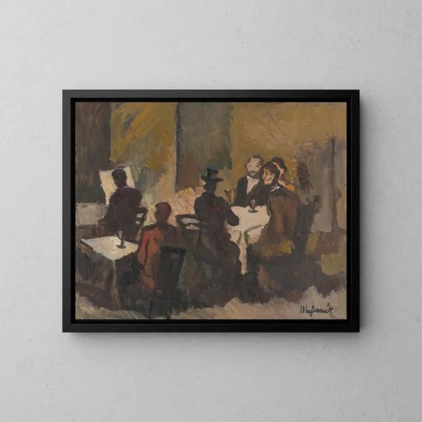 Compagnie dans un café - Cyprian Majernik — gerahmtes Bild an der Wand
