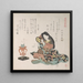 Dame battant un tambour à main Tzusumi à côté de l'encensoir - Kubo Shunman — gerahmtes Bild an der Wand