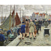 Reproduktion des Gemäldes Elegantes Damen mit Kappenhüten beim Fischkauf - Paul Fischer