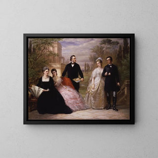 Die Familie Field in einem Garten - Daniel Huntington — gerahmtes Bild an der Wand