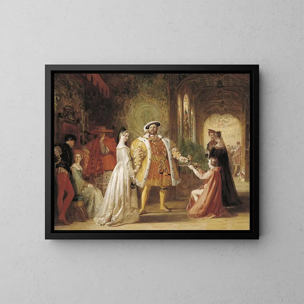 Die erste Begegnung von Heinrich VIII. mit Anne Boleyn - Daniel Maclise — gerahmtes Bild an der Wand