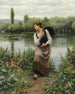 Eine Frau mit einem Korb - Daniel Ridgway Knight — Ansicht des Kunstwerks