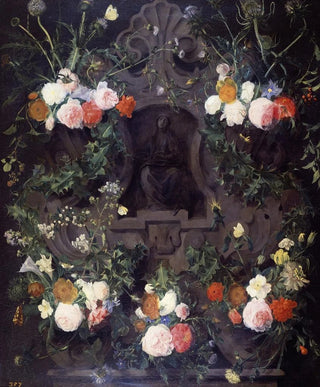 Daniel Seghers - A Garland of Flowers on a Carved Stone Medallion.webp