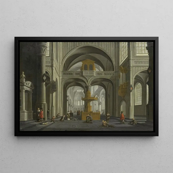 Innenansicht einer Kirche - Daniël de Blieck — gerahmtes Bild an der Wand