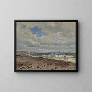 Eine Strandlandschaft mit Dünen an der Westküste Jütlands - Dankvart Dreyer — gerahmtes Bild an der Wand
