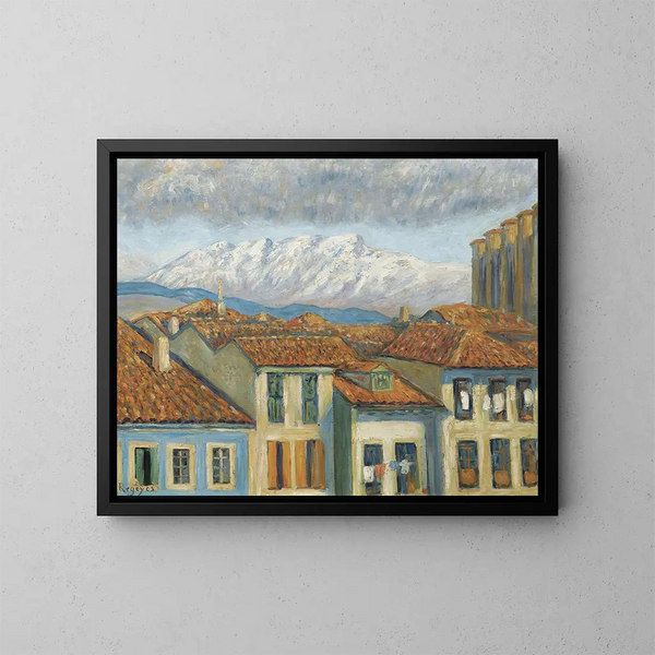 Rentera et les montagnes d'Aya - Darío de Regoyos — gerahmtes Bild an der Wand