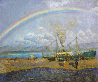 Das Regen im Santoa-Bucht - Darío de Regoyos — Ansicht des Kunstwerks