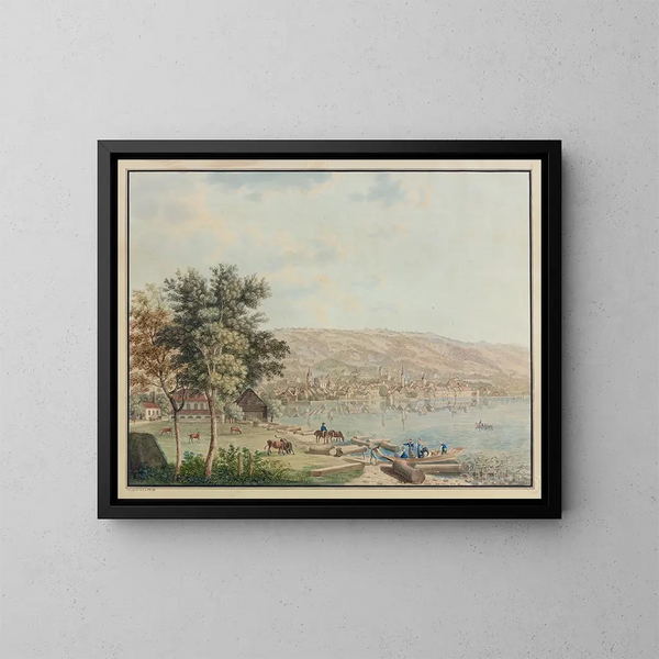 Ansicht der Stadt Zug und des Zugersees - David Alois Schmid — gerahmtes Bild an der Wand