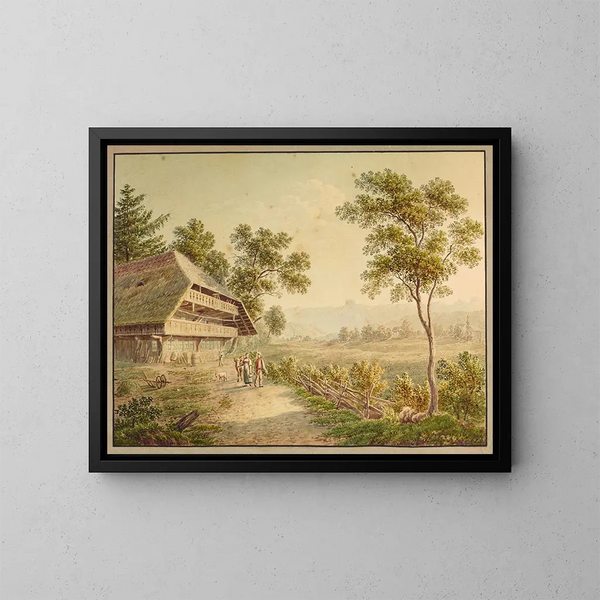 Haus eines Bauernhofs bei Muri - David Alois Schmid — gerahmtes Bild an der Wand