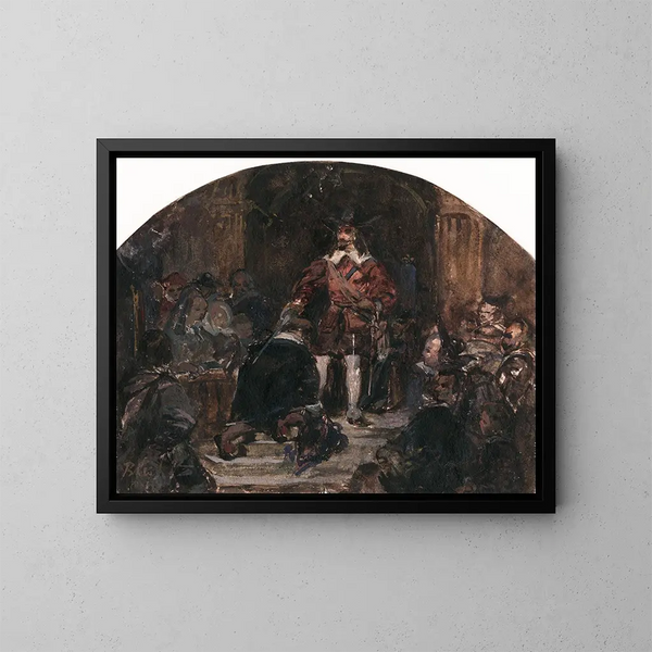 Gérard II ter Borch macht zum Ritter durch König Philipp IV - David Bles — gerahmtes Bild an der Wand