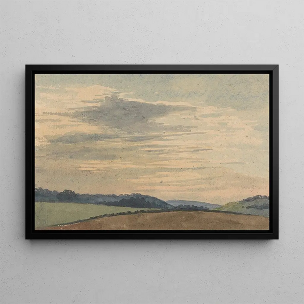 Landschaft mit Hügeln in der Ferne - David Charles Read — gerahmtes Bild an der Wand