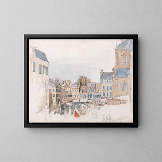 Ein französischer Markt - David Cox — gerahmtes Bild an der Wand