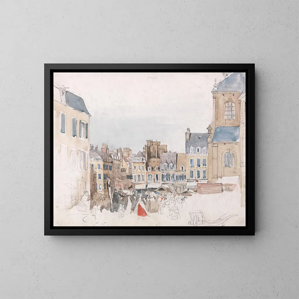 Ein französischer Markt - David Cox — gerahmtes Bild an der Wand