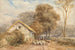Ein Reiter mit einem Hirten und seinen Schafen in der Nähe einer Scheune auf einer Landstraße - David Cox — Ansicht des Kunstwerks