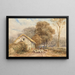 Ein Reiter mit einem Hirten und seinen Schafen in der Nähe einer Scheune auf einer Landstraße - David Cox — gerahmtes Bild an der Wand