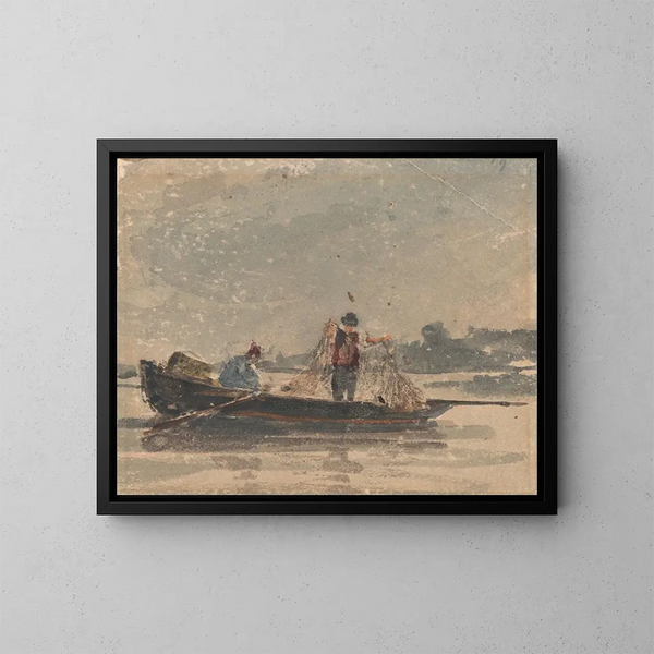 der Fischer beim Einholen eines Netzes - David Cox — gerahmtes Bild an der Wand