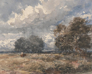 Gemälde, das die Herde bei windigem Tag hütet - David Cox — Ansicht des Kunstwerks