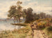 Holzwagen in der Nähe eines Sees - David Farquharson — Ansicht des Kunstwerks