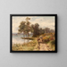 Holzwagen in der Nähe eines Sees - David Farquharson — gerahmtes Bild an der Wand