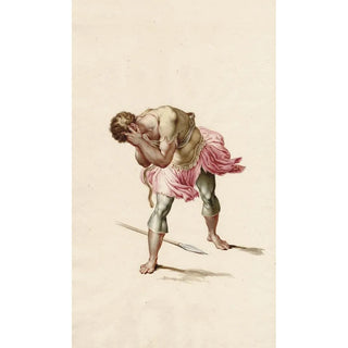 David Humbert de Superville - Soldier bending forward burying his face in his hands detail from The conversion of Paul.webp