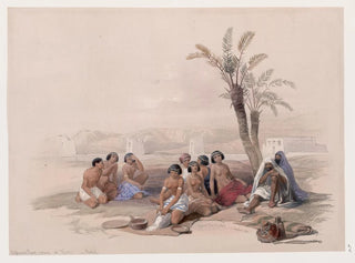 Äthiopische Sklaven, die sich in Korti, Nubien, ausruhen - David Roberts — Ansicht des Kunstwerks