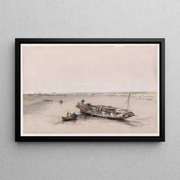 David Roberts - View on the Nile looking towards the pyramids of Dashour Dahshrand Saccara Saqqrah.webp